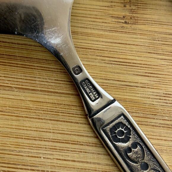 Gorham Hacienda 2 Oval Soup Spoons Stainless Steel Flatware Floral Vtg 1960s - Picture 4 of 4